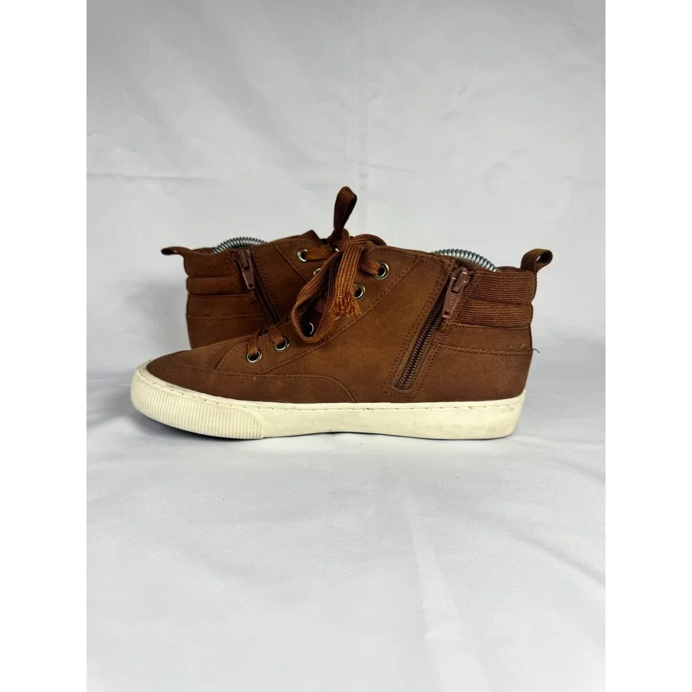 Cat & Jack Kids US 4 Sneaker Cognac Brown Faux Leather Round Toe Side Zip Boot